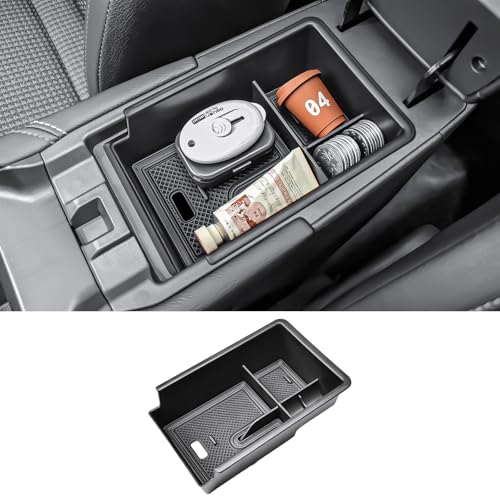 X-TKER Center Console Organizer Tray Compatible with 2025 2026 Nissan Kicks Accessories Custom Fit Armrest Storage Box Insert with Dual-Layer Design 2025 2026 Kicks Coin Holder Durable ABS