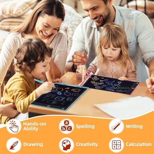 Image of 12inch LCD Writing Tablet Drawing Board Colorful Boys Toys Christmas Birthday Gift for 3 4 5 6 7 Year Old Girls Erasable Drawing Tablet Doodle Board Toddler Learning Pack 2-Multicolor