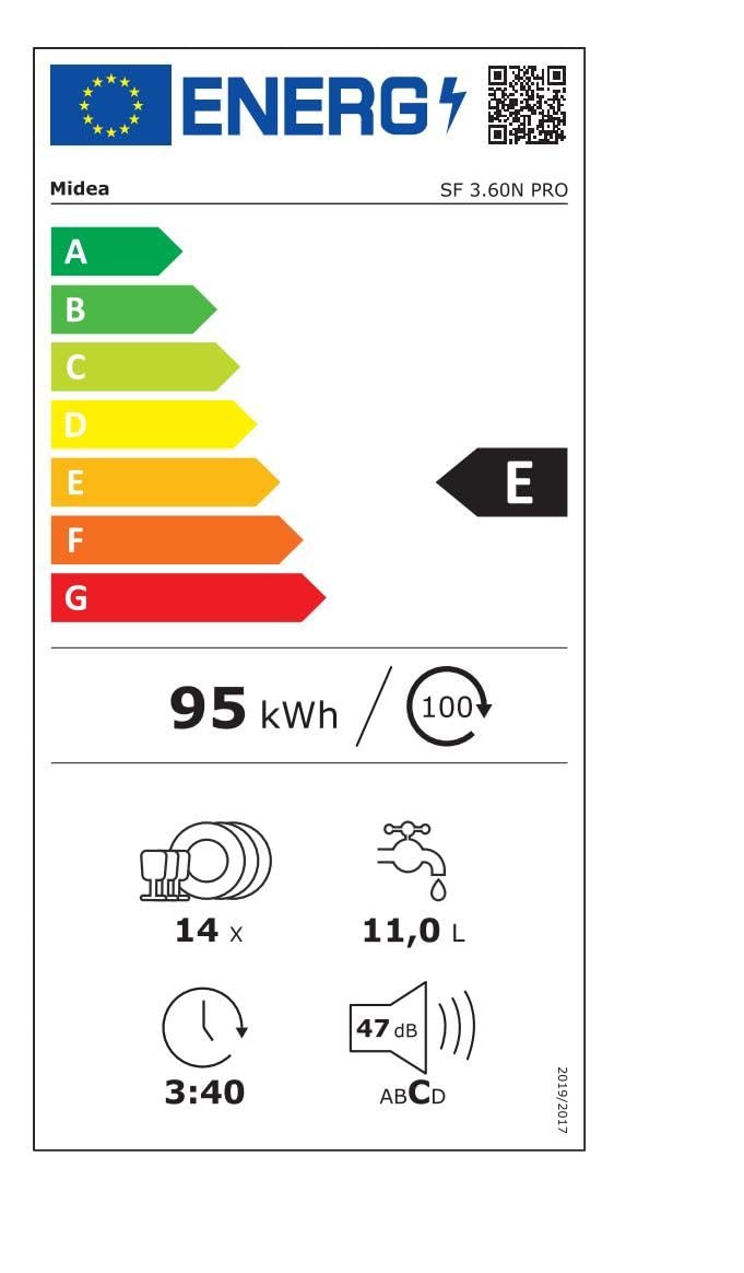 Midea SF 3.60N PRO Geschirrspüler 60cm Freistehend Unterbaufähig 14 Maßgedecke Spülmaschine WLAN 47 dB Silber