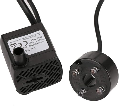 Boquite Mini bomba de agua sumergible (150 lh, 1.5 W), bomba de agua para acuario, bomba de tanque de peces, bomba de agua ultra silenciosa con luz