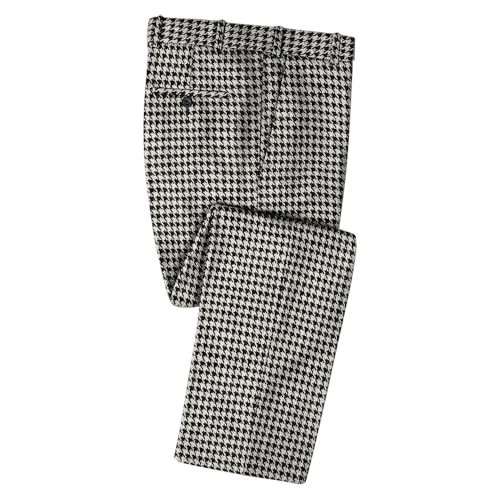 Mens Big Houndstooth BW Tweed Slim Fit Pants Thick Trousers for Winter