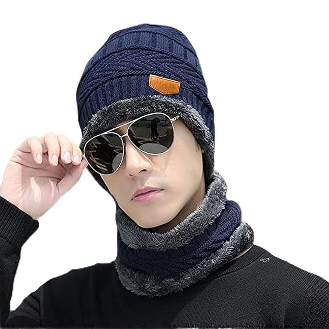 Shree Shivansh Winter Cap with Neck Scarf Thermal Warmer for Men Women Thick and Fluffy Woolen Cold Weather Outdoor Activities Men's Women's Snow Proof Inside Warm Muffler Winters (Pack of 1)-image-7