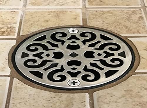 3.25-Inch Round Shower Drain Cover – Classic Scrolls No. 4 | Replacement for Oatey & Sioux Chief | Stainless Steel | Made in USA