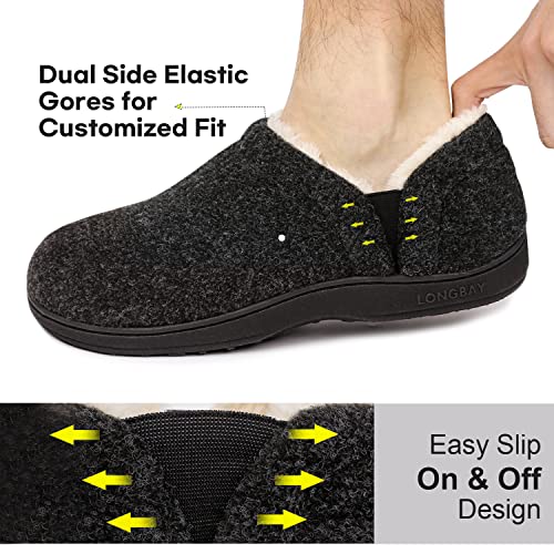 Longbay Men's Cozy Memory Foam Slippers Comfy House Shoes (Large / 11-12, Dark Grey) #TOP3