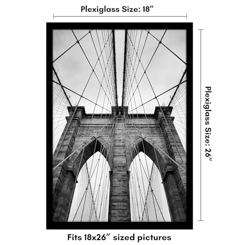 Americanflat 18x26 Poster Frame with Polished Plexiglass - Black Picture Frame - Wide Photo Frames Made of Engineered Wood for Vertical or Horizontal Wall Display - Epic Collection - Black