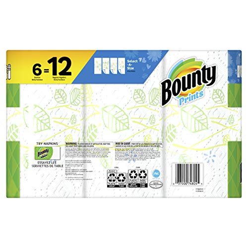 Image of Bounty Select-A-Size Paper Towels, Print, 6 Double Rolls = 12 Regular Rolls
