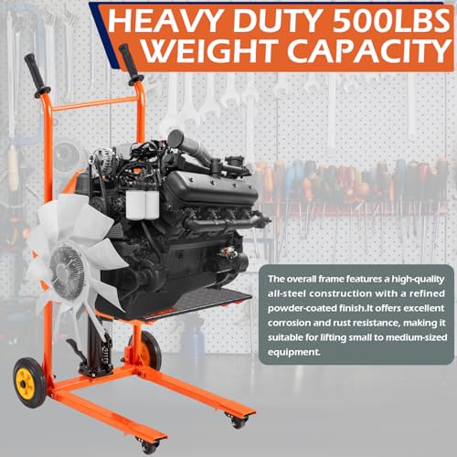AECOJOY Hydraulic Lift Winch Stacker, Material Lift Table Cart 500 Lbs Capacity, 32\" Max Lift Height, Pallet Truck Jack with Lockable Swivel Casters – Ideal for Warehouse, Workshop and Garage Use - Thumbnail 4