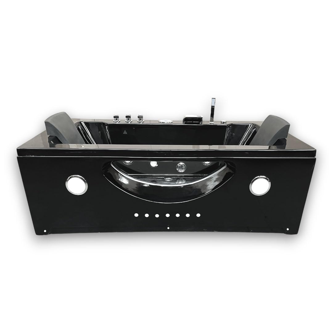 VASCA BAGNO IDROMASSAGGIO NERA MODELLO HYPNOTIC 180 X 90 CM CROMOTERAPIA SPA 2 PERS NUOVA
