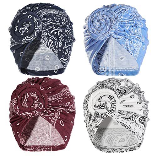 Artilady Stretch Turban Hats for Women - African Knot Headwraps Soft Pre Tied Bonnet Hair wrap Pretied for Black Women, Color Set 16, M