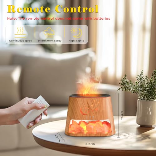 Essential Oil Diffuser : 260ml Aromatherapy Diffuser & Himalayan Salt Lamp with Remote Control & Timer,Cool Mist Humidifier with 8 Colors LED Lights & Auto-Off for Bedroom,Offce,Yoga Room(Wood Grain) by HEEYCEM - Image 5