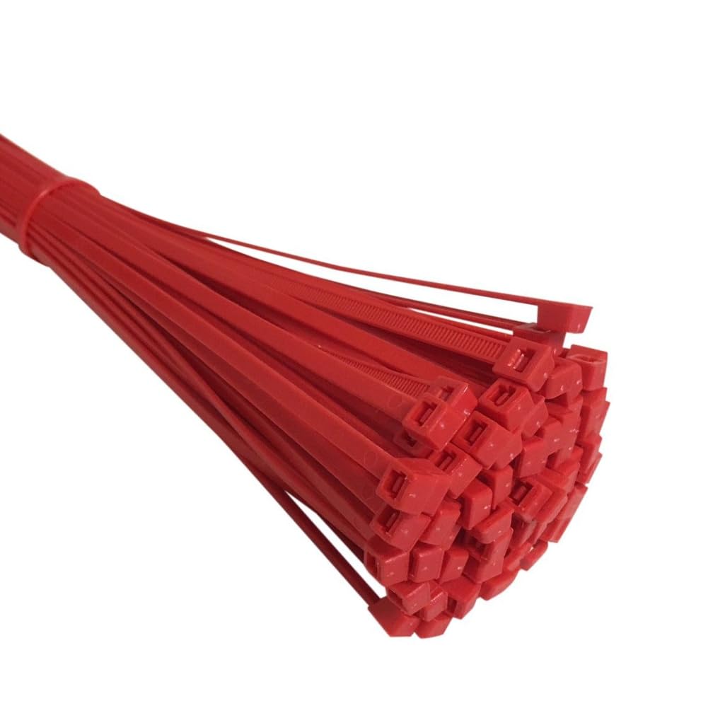 Ukcable-Ties Red Cable Ties 140Mm X 3.6Mm Black Natural/White Colou Strong Nylon Zip Ties (100, )