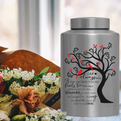 Memorial Cremation Urns For Human Ashes Adult Male Female Decorative Urn Men Women Large Holds Up To 220Lbs Memory Funeral Burial Cardinal Red Birds Urns For Human Ashes（Cardinals Red Leaves） #TOP4