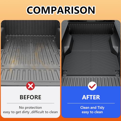 Xipoo Truck Bed Mat Compatible with 2005-2023 Toyota Tacoma Truck Bed Mat TPE Bed Liner Bed Mat Replacement for 6ft Long Bed 2005-2023 Toyota Tacoma Accessories (6ft Long Bed Mat Rice Grain Pattern)