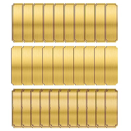 Messing Leere Namensschilder, 30 Stück 3 x 1 Gebürstete Messing Namensschilder Gold Karte Personalisierte Lasermarkierung Logo Metall Etikett Kunsttag, Für Kunstwerke, Geschenke (Rückseitenkleber)