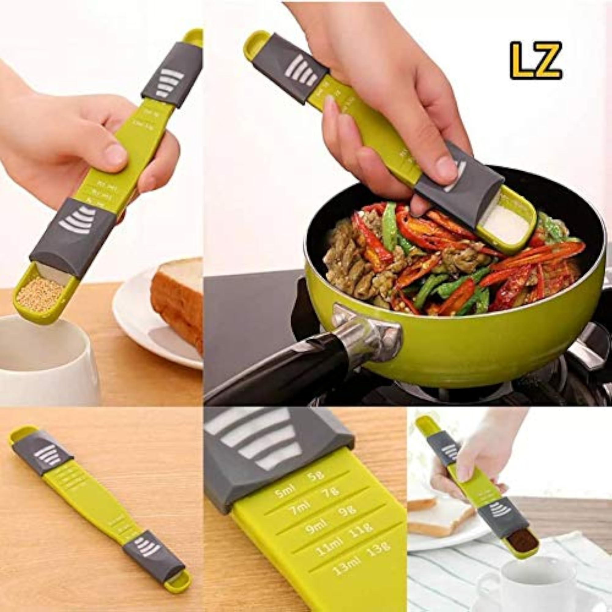 Double End Eight Stalls Adjustable Scale Measuring Spoons