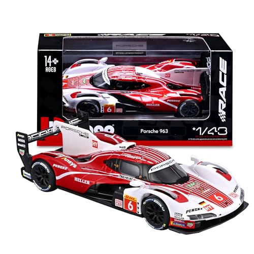 Bburago - Porsche 963 Le Mans - 1:43 Scale Realistic Car Model, Diecast Replica con Licencia Oficial Porsche, Edad Recomendada 14+ Años