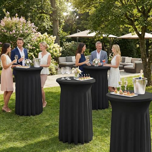 ArtSocket Cocktail Table Covers, Ruffle Skirt, 6-Pack, Spandex Black by ArtSocket - Used condition - Image 5