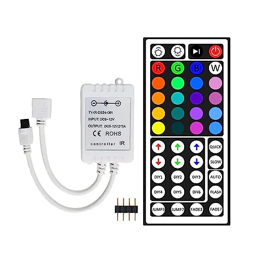 GALYGG 24 Key LED Strip Lights IR Remote Controller, Wireless Rectifier Control Box, DC 12V 3A Power Supply Plug Adapter for 2835 3528 5050 RGB LED Strip Lights Flexible Tape Lighting