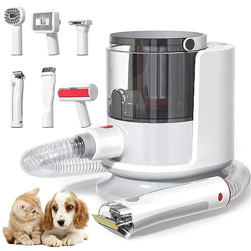 untovei Dog Grooming Kit, 1.5L Dog Vacuum Groomer Suction 99% Pet Hair, Pet Grooming Vacuum with Dog Clipper & Dog Brush, 6 Pet Grooming Shedding Tools Low Noise Dog Hair Remover Pet Grooming Supplie