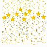 jiebor 30Pcs Gold Streamers Party Decorations Star Hanging Swirl Garland Banner for Ceiling Home Par