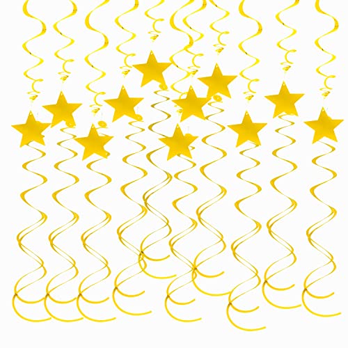 Jiebor 30Pcs Gold Streamers Party Decorations Star Hanging Swirl Garland Banner For Ceiling Home Party Graduation Decorations #TOP18