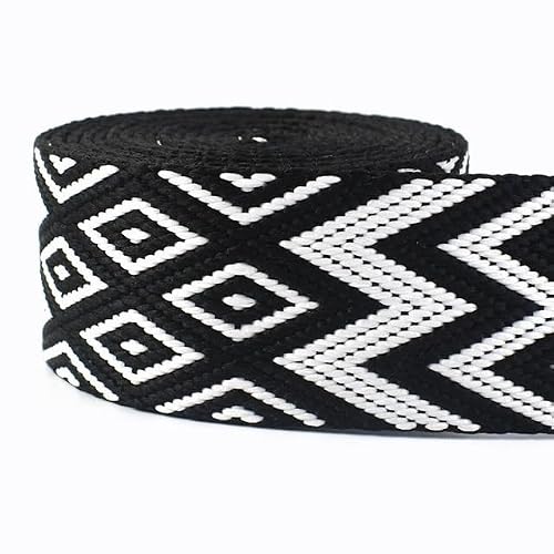 Webbing 5Meters 38mm Jacquard Webbing Tapes for Bag Strap Ethnic Ribbon Luggage Decor Sewing Bias Band DIY Belt Shoes Accessories(RD200-03)