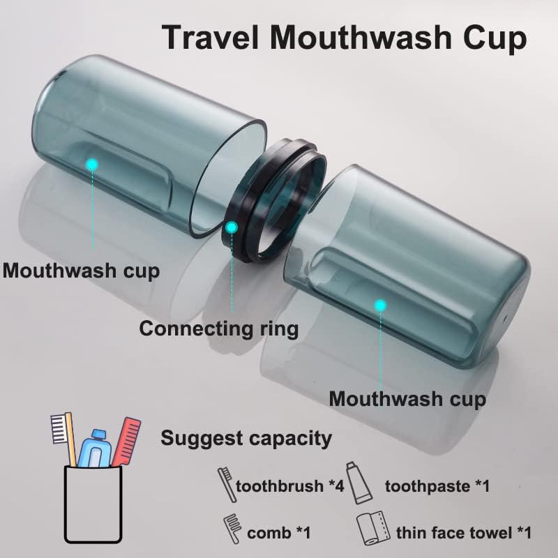 Miniatura 2 de Taza de aseo de viaje, taza transparente para enjuague bucal, estuche portátil para cepillos de dientes con tapa, artículos de tocador de baño,