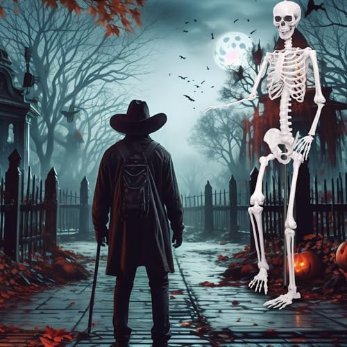 516O2q4Q6EL._AC_ Skeleton Decoration Halloween Skeleton Life Size Moving Skeleton Full Body Skeleton Realistic Bones with Moving Joints for Halloween Indoor Outdoor 2.5M