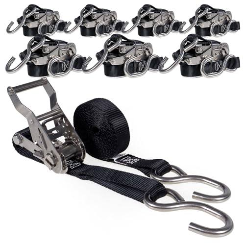 Marine Ratchet Straps 1"x10 Ft 8-Pack – SS S Hook 765 Lb