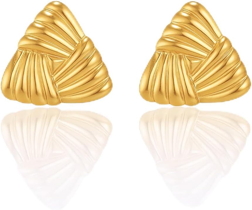 Gold Earrings for Women Trendy,Dainty 14K Gold Plated Chunky Statement Earrings Studs Hypoallergenic Earring Big Chunky Earrings for Women Trendy Gold Jewelry