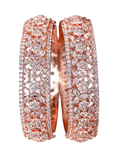 Image of Rubans Cubic Zirconia Bangles Jewellery Gift for Women & Girls | Ethnic Wedding Traditional Bridal