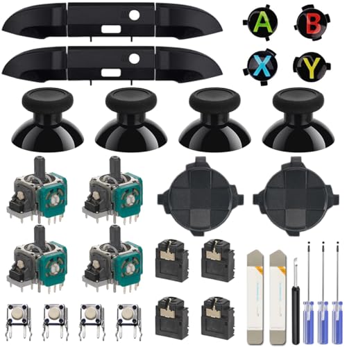 ZHUROUPU 30 w 1 zapasowy zestaw kontrolera do gier Xbox Series S/X, z Thumbsticks/LB RB Bumper/Dpad/ABXY/wejściem słuchawkowym/częściami zamiennymi (wielokolorowy ABXY)