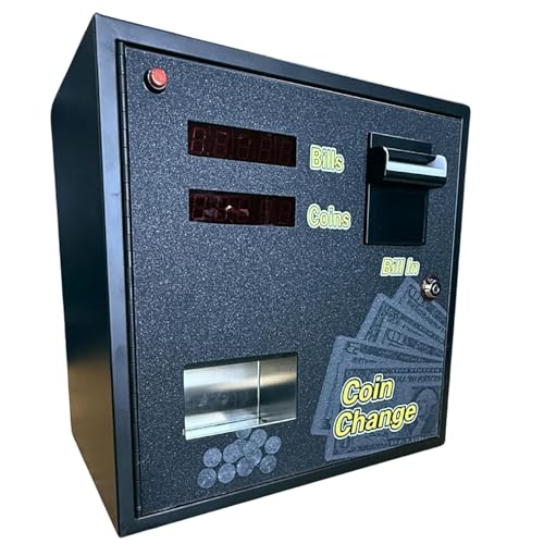 Dollar Bill Coin Changer - Front Door Access 6 Locking Points & Wall Mounting Security, Holds 4,000 Coins and 1000 Bank Notes, Bill to Coin for Arcade, Bar, Game Room, Laundromat Quarters Or Tokens - Thumbnail 2
