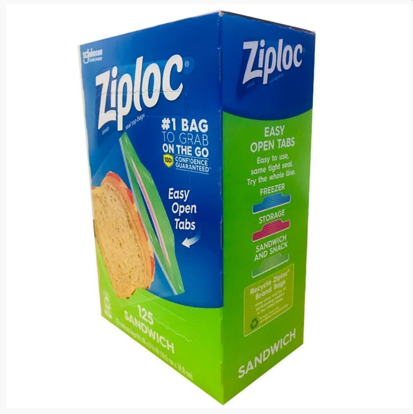 Ziplo Surtido de bolsas de almacenamiento para alimentos, paquete de 4 variedades: 50 cuartos de galón, 52 galones, 120 cuartos de galón, 125 sándwich (125 bolsas para sándwich)