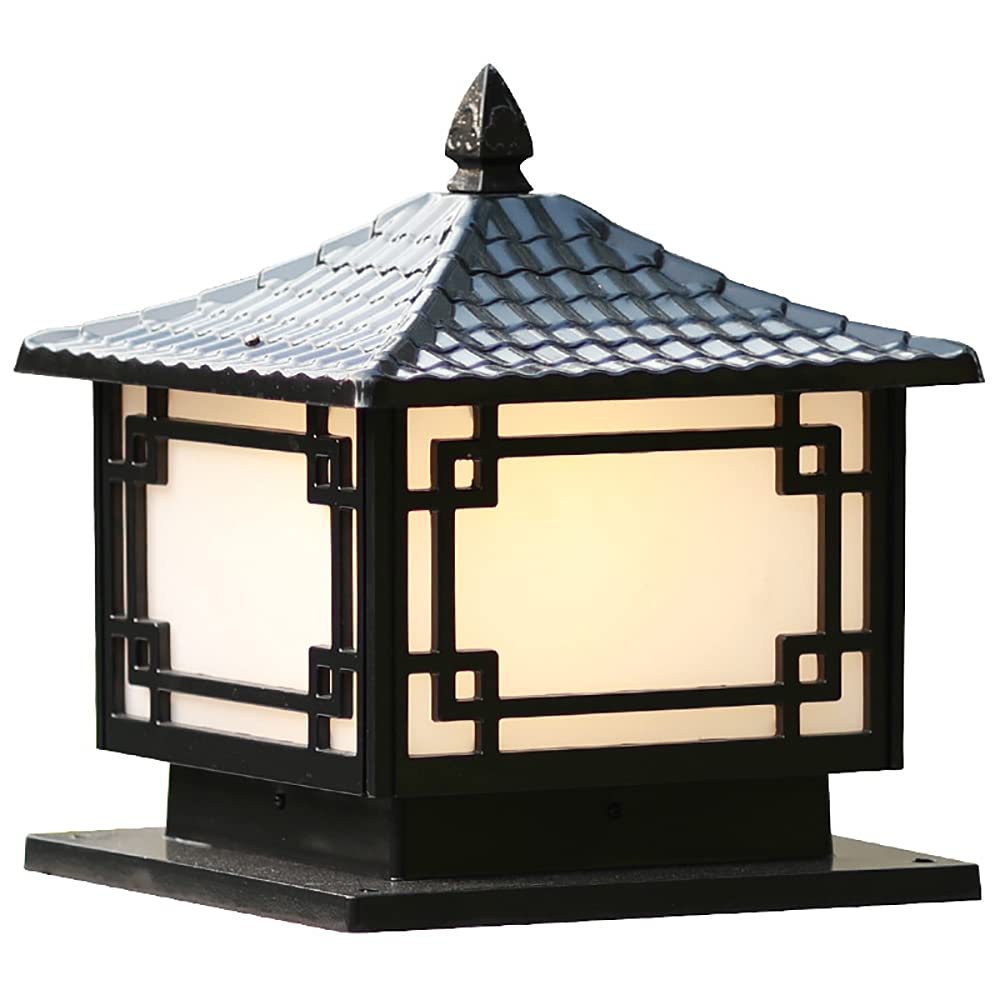 Mengjay Lámpara de Sobremuro Exterior en Aluminio - Pedestal Moderno para Jardín IP44 Impermeable Cuadrada E27 - Luces de Patio, Terraza y Caminos, Negro