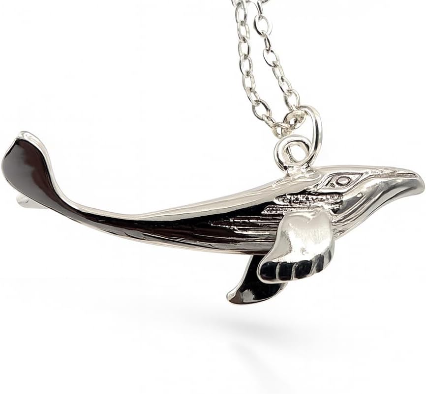 Stainless Steel Whale Pendant Necklace, Gold and Silver Tone, Ocean Theme - Whale Necklace Gift