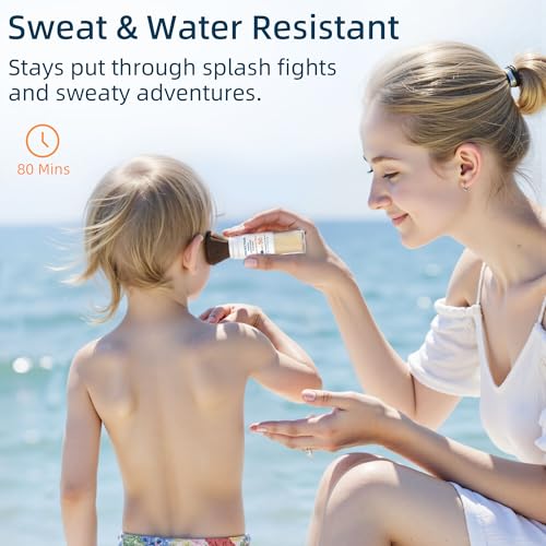 Powder Sunscreen for Kids SPF 50, Brush-On Zinc Oxide Mineral Powder for Face and Body, Reef Safe Scalp Sunscreen Brush, Waterproof, Travel Size, Beach Summer Camping Essentials for Kids Babies Detail