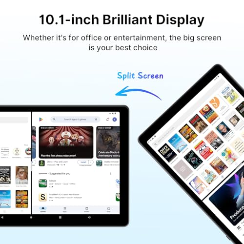 Image of Android 13 Tablet, 10.1-inch Android Tablet HD Display, 64GB ROM, 8 GB RAM, 512GB Expandable Storage, Octa-Core Processor, Dual Cameras, 5000mAh Battery, WiFi & Bluetooth, Space Gray