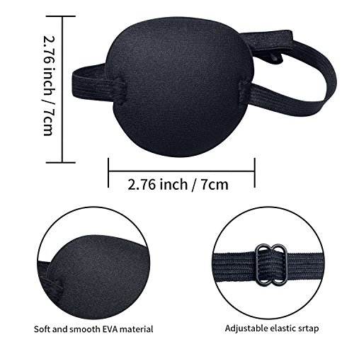 Favourde 8 Pack Black Eye Patch Strabismus Adjustable Eye Patch Eye Mask With Buckle For Adults And Kids (Black) #TOP1
