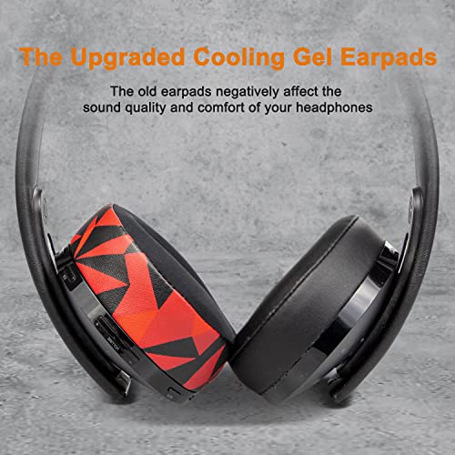 Image of SOULWIT Cooling-Gel Ear Pads Cushions for Sony New Gold Wireless PlayStation PS4 Headset, Replacement Earpads for 2018 Version, Headphone Model CUHYA-0080 - Red Storm