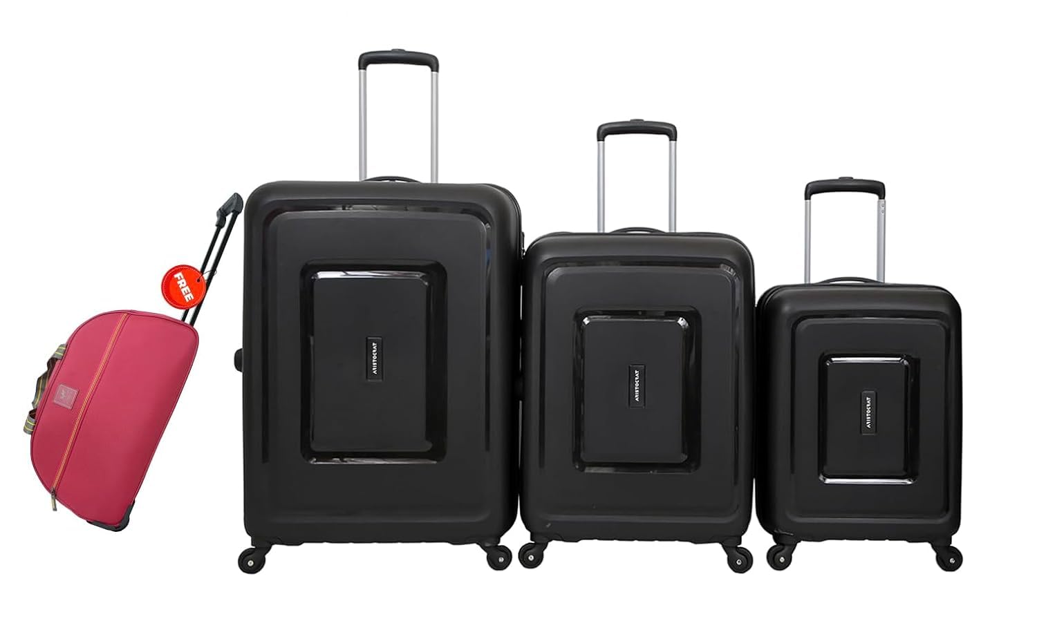 Aristocrat 4 Pc Set Cabin 55 cm (Small),65 cm (Medium),75 cm (Large) 4 Wheels Trolley,52 CM Wheel Duffle Trolley Bag,Hard Case Lightweight Suitcase with 7 Years International Warranty (Black)-image-37