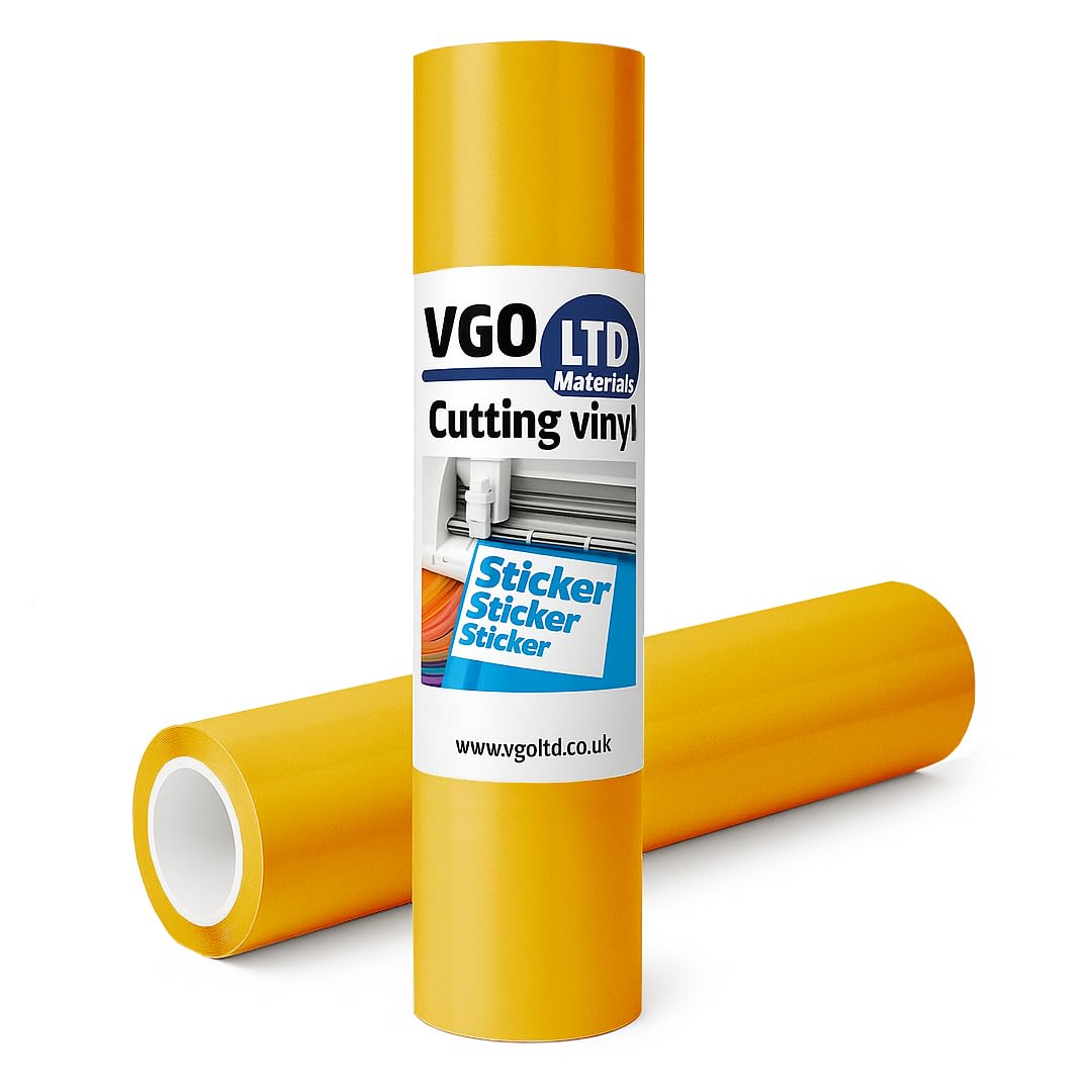 vgoltd Permanent Glossy Adhesive Vinyl Cutting Vinyl Roll for Mug Cup Window Home Decal & DIY Projects (Dark Yellow, 60 x 500 cm) โ image 1