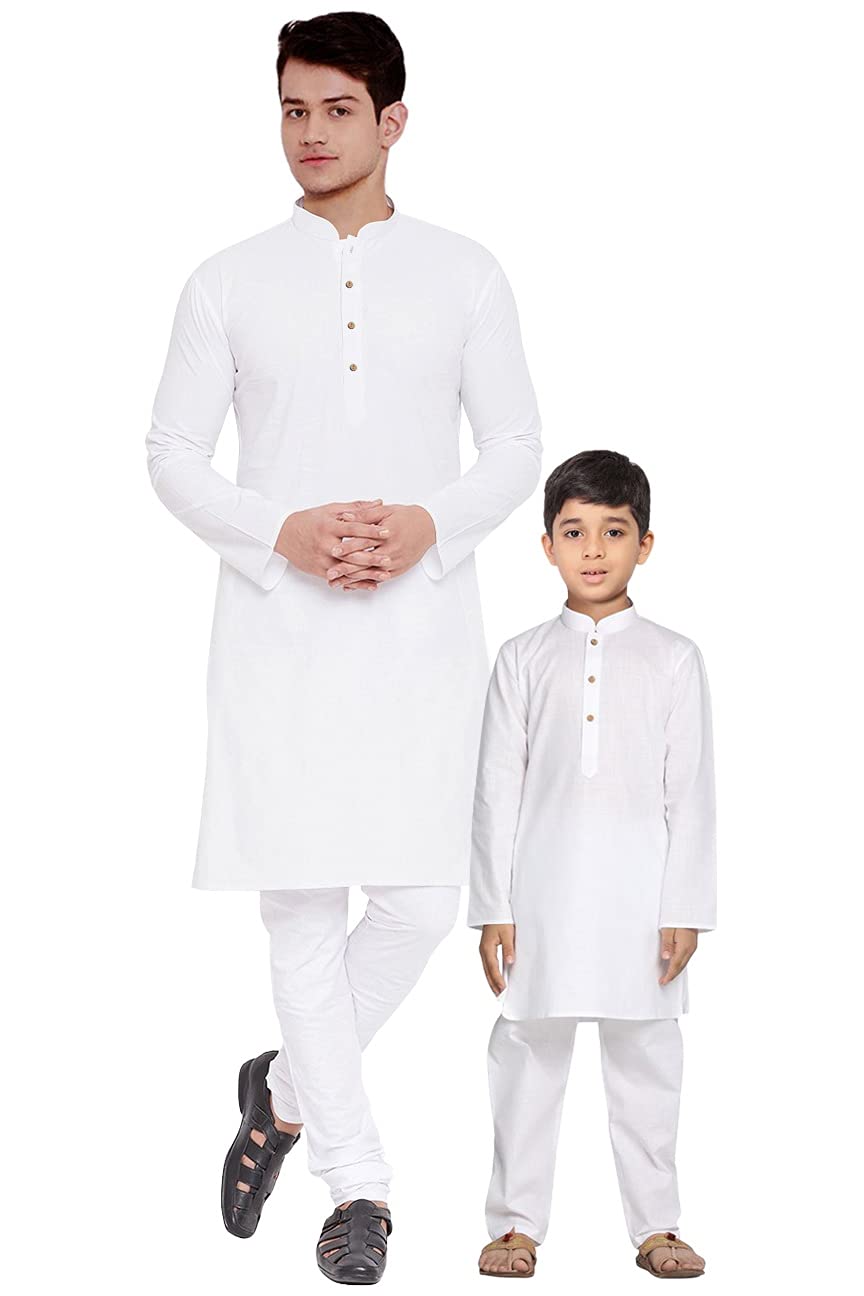 OS Men's & Boy's Cotton Silk Regular Kurta Pyjama Set-image-42