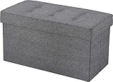不二貿易 収納ベンチ 折りたたみ 幅76cm グレー ヘリンボーン オットマン ボックススツール 耐荷重150kg ディノ 85888