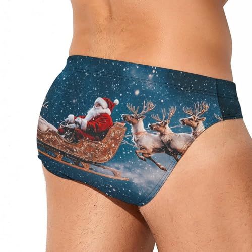 Santa Reindeers Christmas Men's Swim Brief Sexy Bikini Swimwear Swimsuit Trunks Bathing Suits3