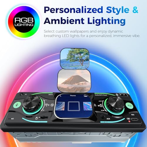 Radio para auto Single DIN con pantalla táctil y Bluetooth miniatura 7