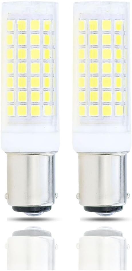 Limited Stock Lamsky Ba15d led Light Bulb 7.5W,B15 Double Contact Bayonet Base,120V Daylight White 6000K,75W 80W JD Type T3/T4 Halogen Bulb Replacement Bulb,Not Dimmable(2-Pack)