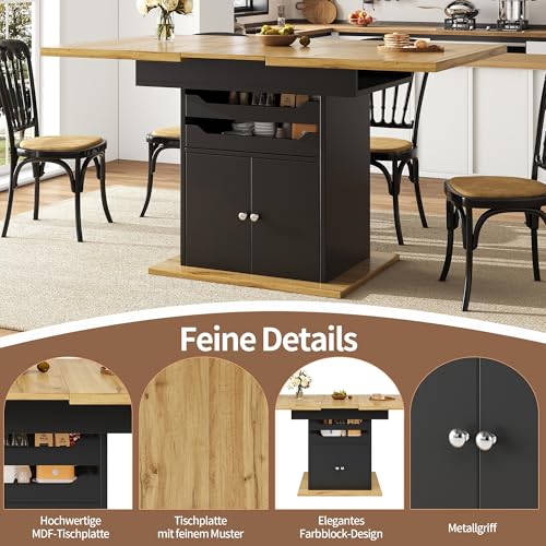 Table à manger extensible 110-140 x 80 cm meuble gain de place - 7