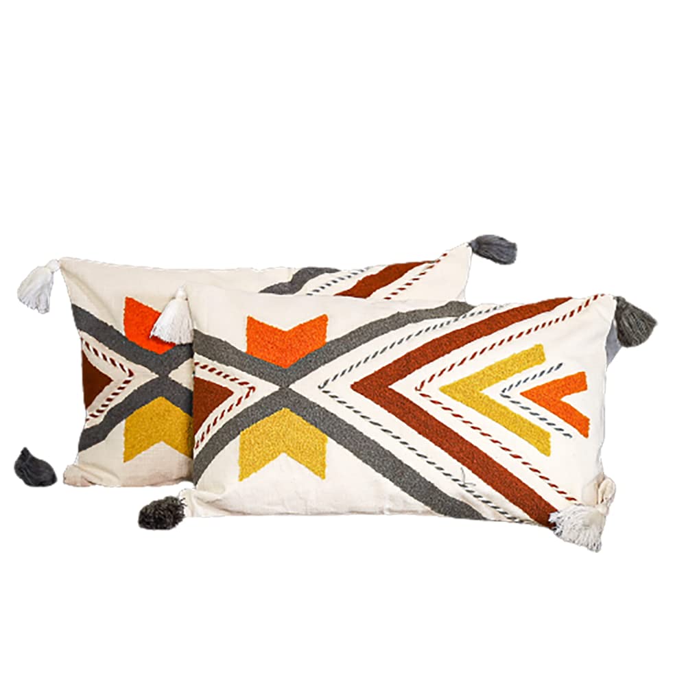 Aarudh Linen Embroidered Cushion Covers (18 x 12 Inch, MulticolorAarudh_CC_010_Dup_Pack of 2) 2