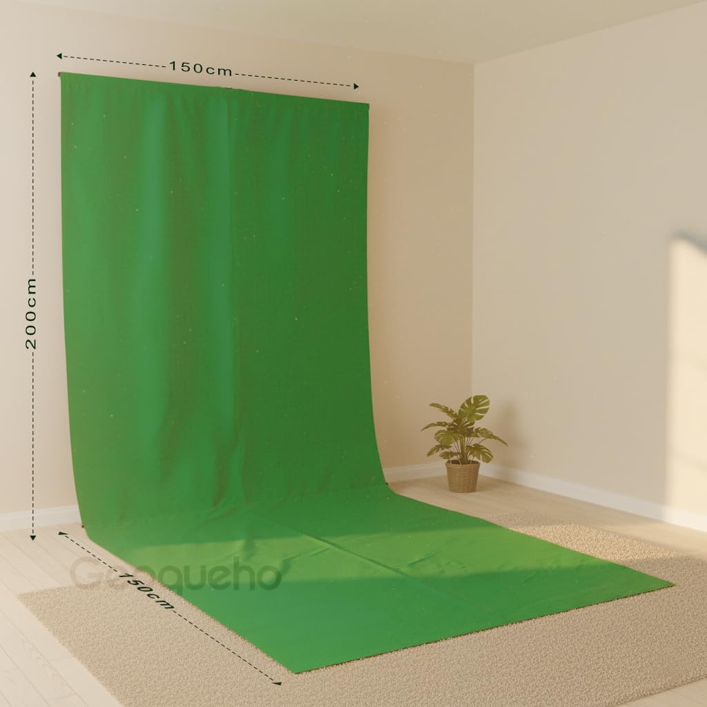 Zielony Ekran Tło do Zdjęć i Wideo ze Stojakiem 3.5x1.5m – Bez Zagnieceń, Przenośny Zestaw Chromakey do Streamingu, Gaming, YouTube, Zoom, Nagrywania, Fotografii (150x350cm)